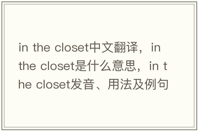 in the closet中文翻譯，in the closet是什么意思，in the closet發(fā)音、用法及例句