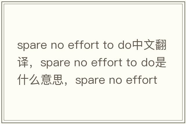spare no effort to do中文翻譯，spare no effort to do是什么意思，spare no effort to do發(fā)音、用法及例句