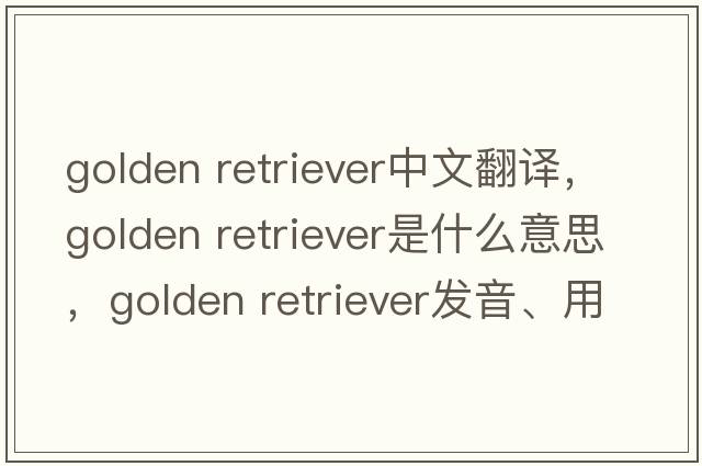 golden retriever中文翻譯，golden retriever是什么意思，golden retriever發(fā)音、用法及例句