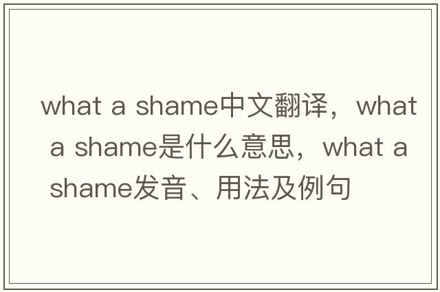 what a shame中文翻譯，what a shame是什么意思，what a shame發(fā)音、用法及例句