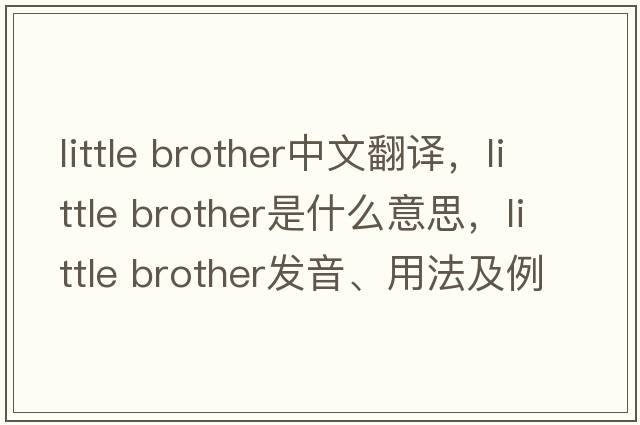little brother中文翻譯，little brother是什么意思，little brother發(fā)音、用法及例句