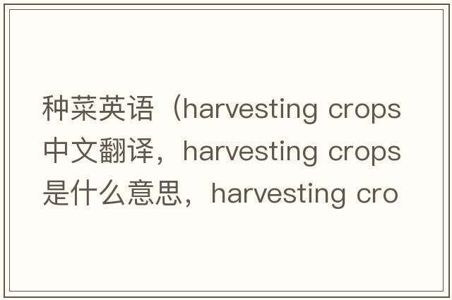 種菜英語(yǔ)（harvesting crops中文翻譯，harvesting crops是什么意思，harvesting crops發(fā)音、用法及例句）