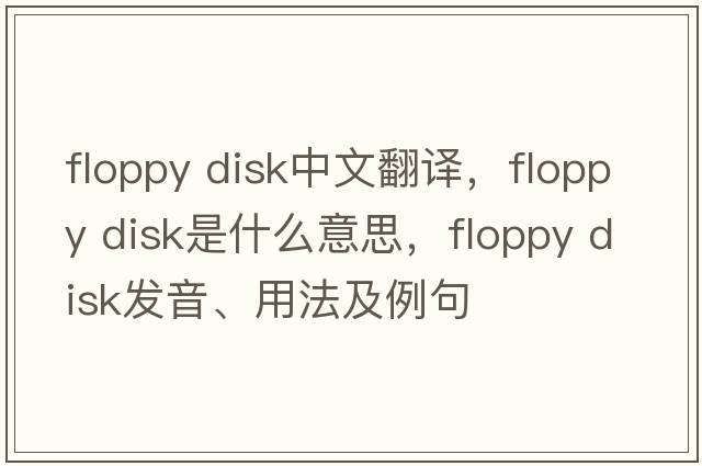 floppy disk中文翻譯，floppy disk是什么意思，floppy disk發(fā)音、用法及例句