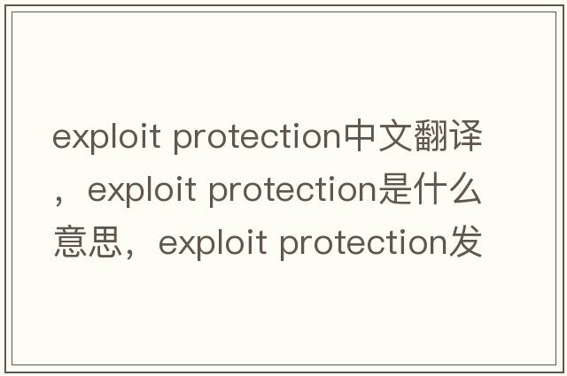exploit protection中文翻譯，exploit protection是什么意思，exploit protection發(fā)音、用法及例句
