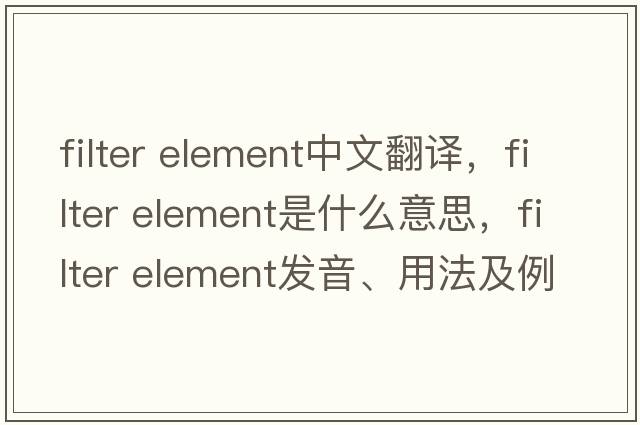 filter element中文翻譯，filter element是什么意思，filter element發(fā)音、用法及例句