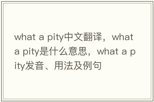 what a pity中文翻譯，what a pity是什么意思，what a pity發(fā)音、用法及例句