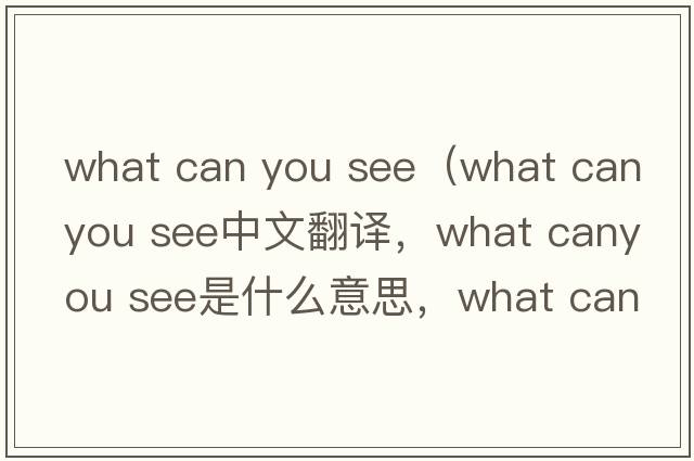 what can you see（what canyou see中文翻譯，what canyou see是什么意思，what canyou see發(fā)音、用法及例句）