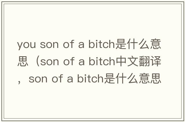 you son of a bitch是什么意思（son of a bitch中文翻譯，son of a bitch是什么意思，son of a bitch發(fā)音、用法及例句）