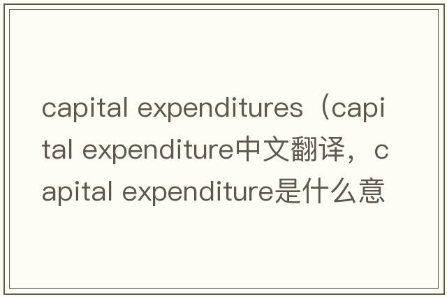 capital expenditures（capital expenditure中文翻譯，capital expenditure是什么意思，capital expenditure發(fā)音、用法及例句）