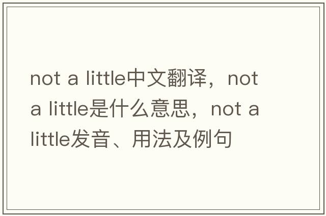 not a little中文翻譯，not a little是什么意思，not a little發(fā)音、用法及例句