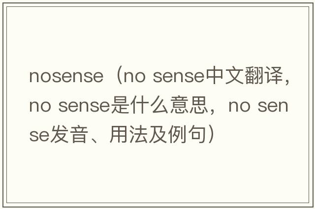 nosense（no sense中文翻譯，no sense是什么意思，no sense發(fā)音、用法及例句）