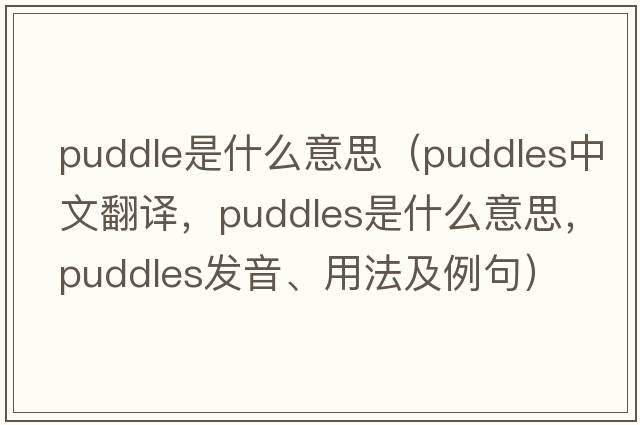 puddle是什么意思（puddles中文翻譯，puddles是什么意思，puddles發(fā)音、用法及例句）
