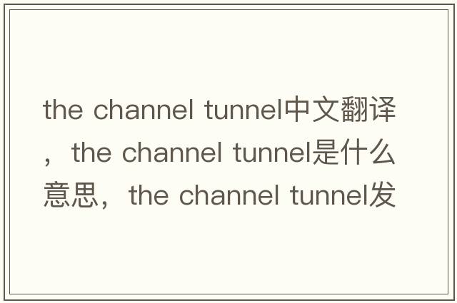 the channel tunnel中文翻譯，the channel tunnel是什么意思，the channel tunnel發(fā)音、用法及例句