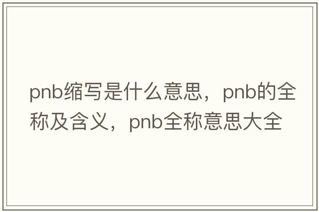 pnb縮寫(xiě)是什么意思，pnb的全稱(chēng)及含義，pnb全稱(chēng)意思大全