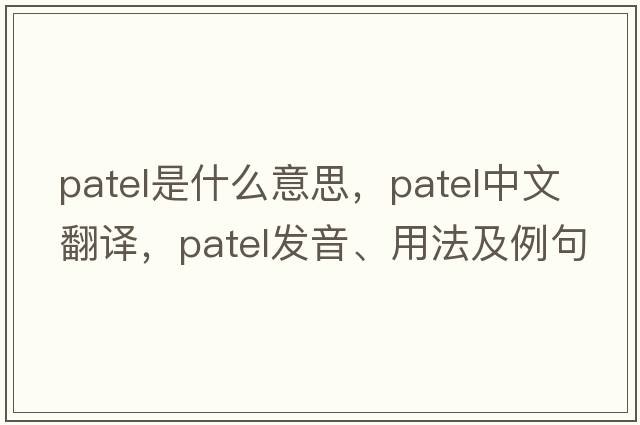 Patel是什么意思，Patel中文翻譯，Patel發(fā)音、用法及例句