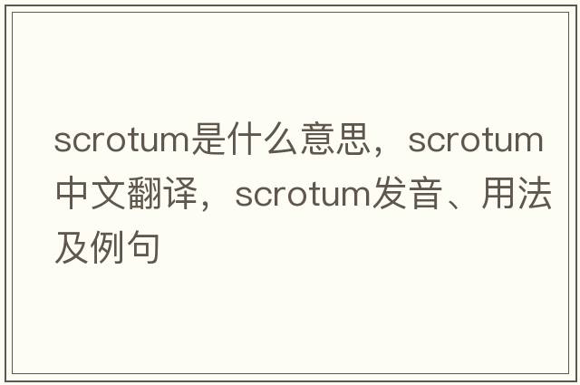 scrotum是什么意思，scrotum中文翻譯，scrotum發(fā)音、用法及例句
