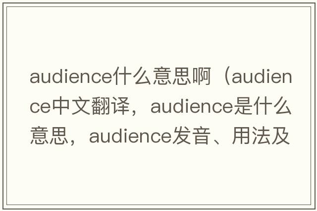 audience什么意思?。╝udience中文翻譯，audience是什么意思，audience發(fā)音、用法及例句）