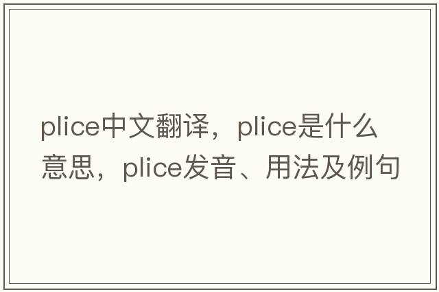 plice中文翻譯，plice是什么意思，plice發(fā)音、用法及例句