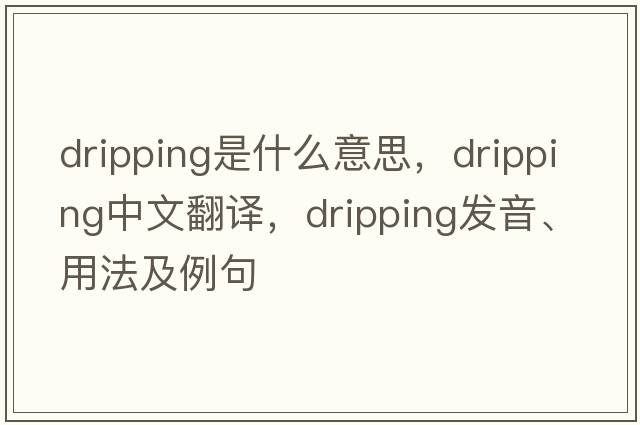 dripping是什么意思，dripping中文翻譯，dripping發(fā)音、用法及例句