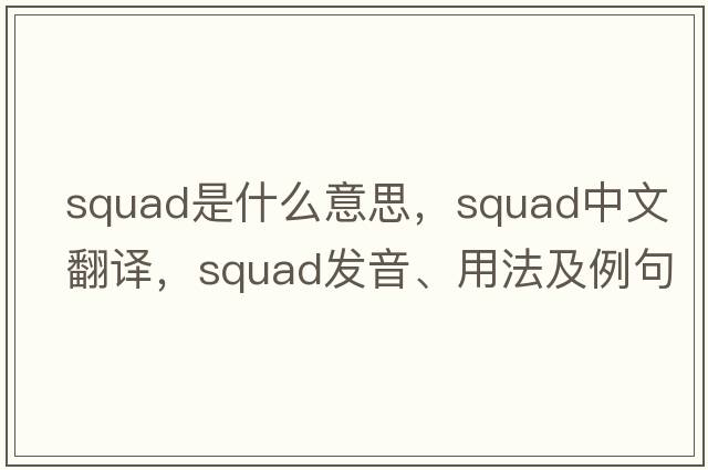 squad是什么意思，squad中文翻譯，squad發(fā)音、用法及例句