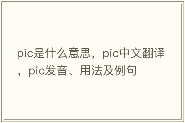 pic是什么意思，pic中文翻譯，pic發(fā)音、用法及例句
