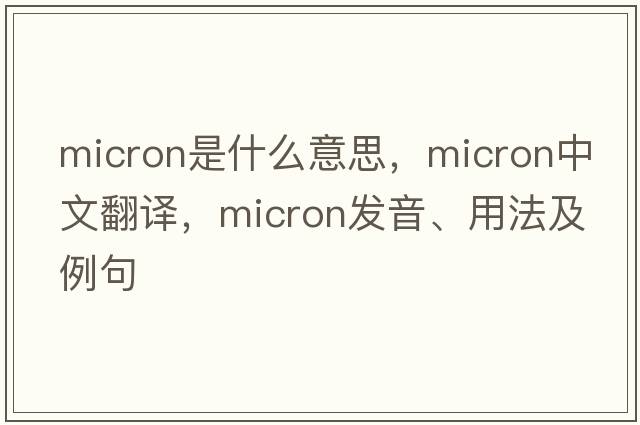 micron是什么意思，micron中文翻譯，micron發(fā)音、用法及例句
