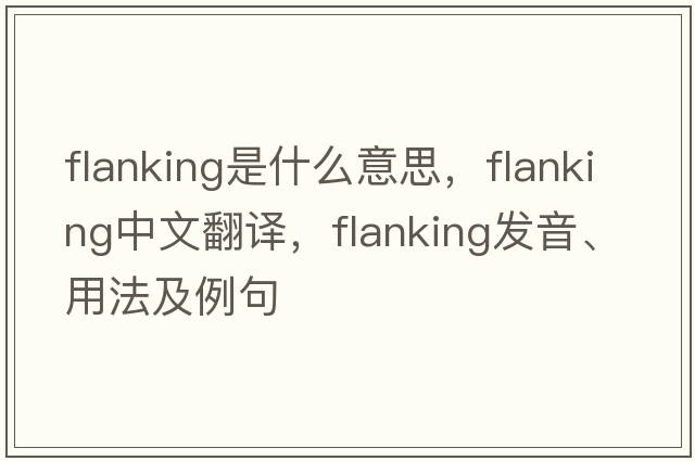 flanking是什么意思，flanking中文翻譯，flanking發(fā)音、用法及例句