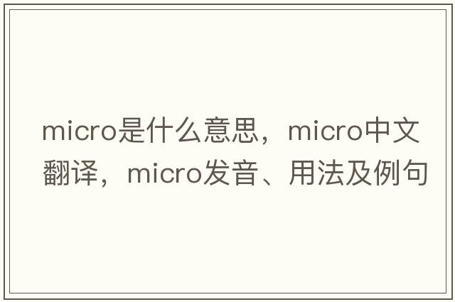 micro是什么意思，micro中文翻譯，micro發(fā)音、用法及例句