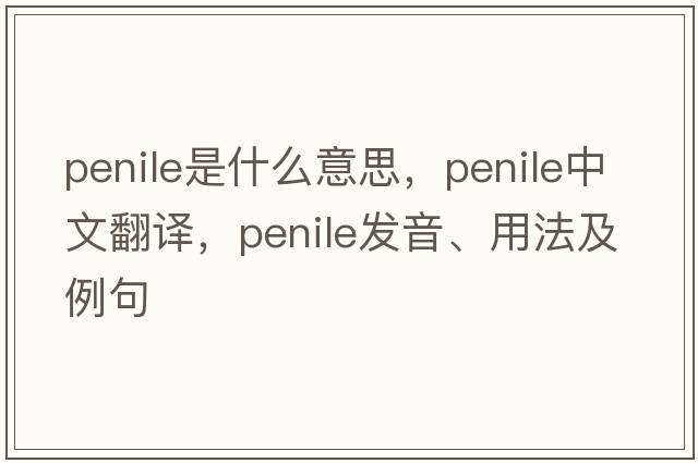 penile是什么意思，penile中文翻譯，penile發(fā)音、用法及例句