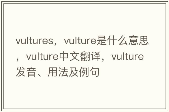 vultures，vulture是什么意思，vulture中文翻譯，vulture發(fā)音、用法及例句