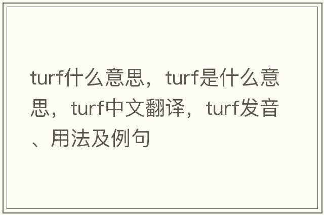 turf什么意思，turf是什么意思，turf中文翻譯，turf發(fā)音、用法及例句