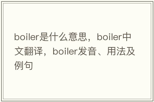 boiler是什么意思，boiler中文翻譯，boiler發(fā)音、用法及例句