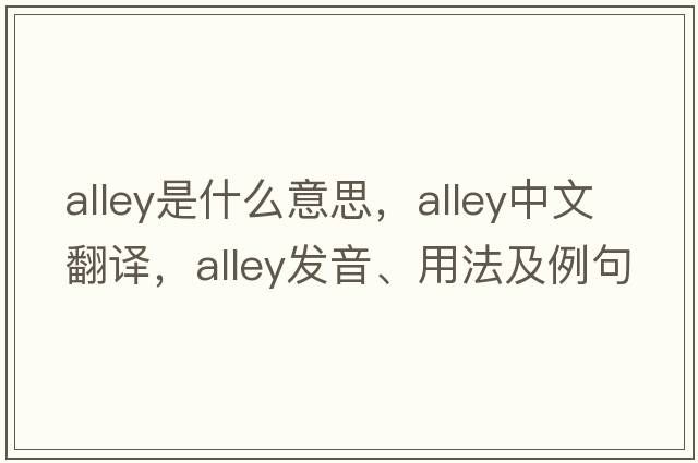 alley是什么意思，alley中文翻譯，alley發(fā)音、用法及例句