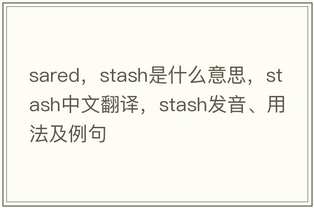 sared，stash是什么意思，stash中文翻譯，stash發(fā)音、用法及例句