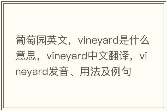 葡萄園英文，vineyard是什么意思，vineyard中文翻譯，vineyard發(fā)音、用法及例句