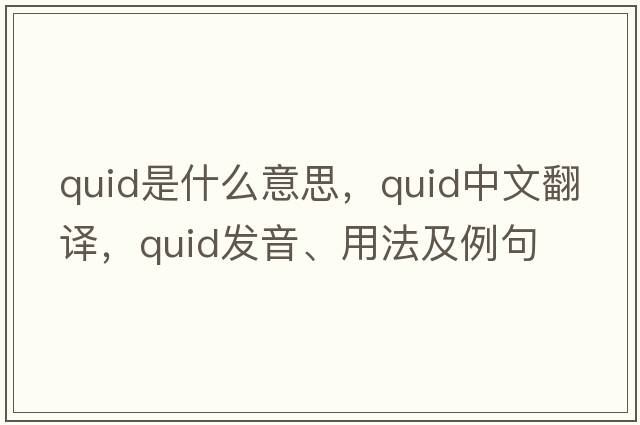 quid是什么意思，quid中文翻譯，quid發(fā)音、用法及例句