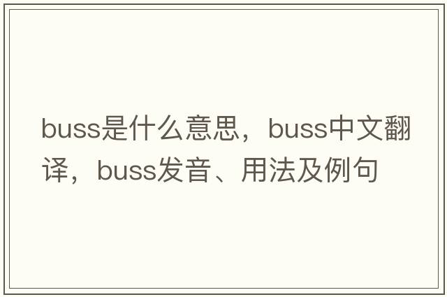 buss是什么意思，buss中文翻譯，buss發(fā)音、用法及例句