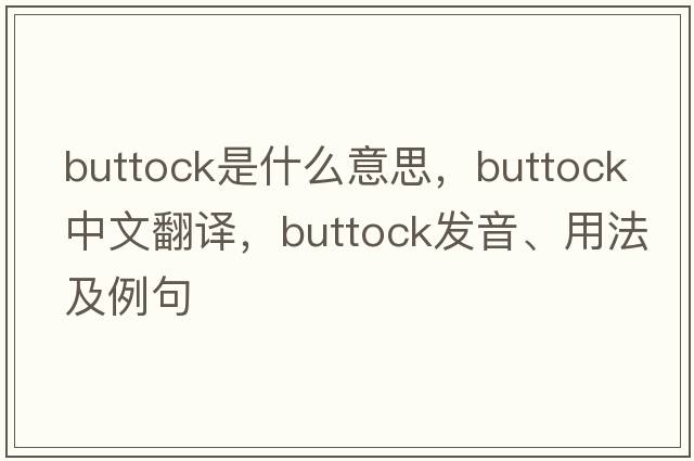 buttock是什么意思，buttock中文翻譯，buttock發(fā)音、用法及例句