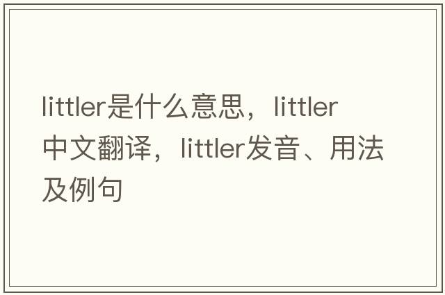 Littler是什么意思，Littler中文翻譯，Littler發(fā)音、用法及例句