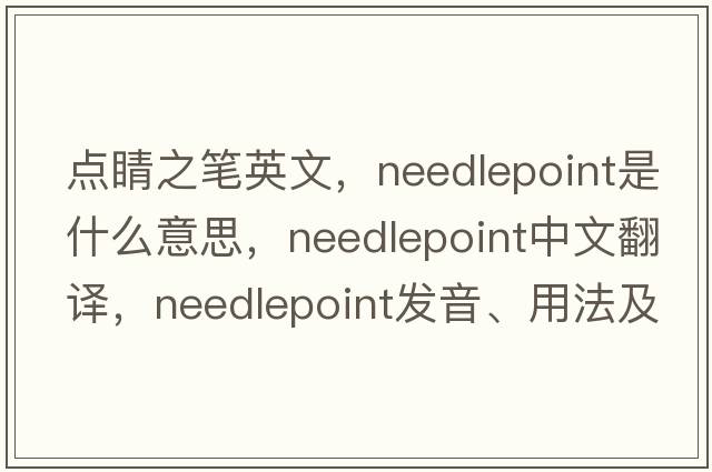 點(diǎn)睛之筆英文，needlepoint是什么意思，needlepoint中文翻譯，needlepoint發(fā)音、用法及例句