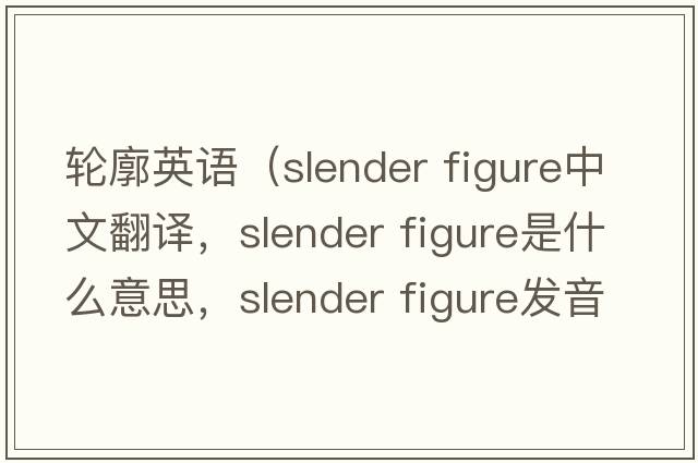 輪廓英語(yǔ)（slender figure中文翻譯，slender figure是什么意思，slender figure發(fā)音、用法及例句）