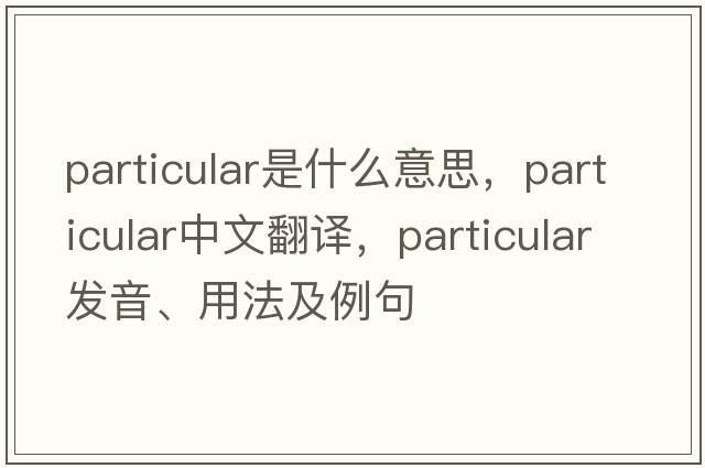 particular是什么意思，particular中文翻譯，particular發(fā)音、用法及例句