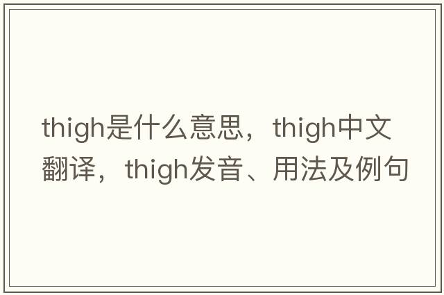thigh是什么意思，thigh中文翻譯，thigh發(fā)音、用法及例句