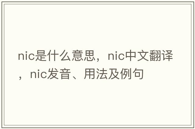 NIC是什么意思，NIC中文翻譯，NIC發(fā)音、用法及例句