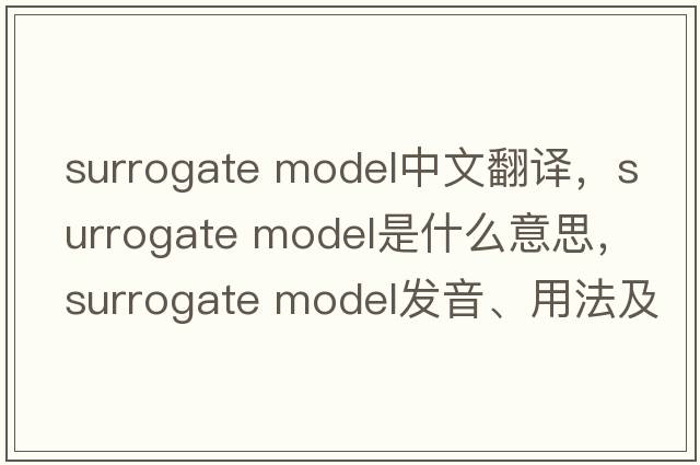 surrogate model中文翻譯，surrogate model是什么意思，surrogate model發(fā)音、用法及例句