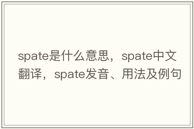 spate是什么意思，spate中文翻譯，spate發(fā)音、用法及例句