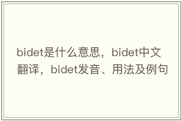 bidet是什么意思，bidet中文翻譯，bidet發(fā)音、用法及例句