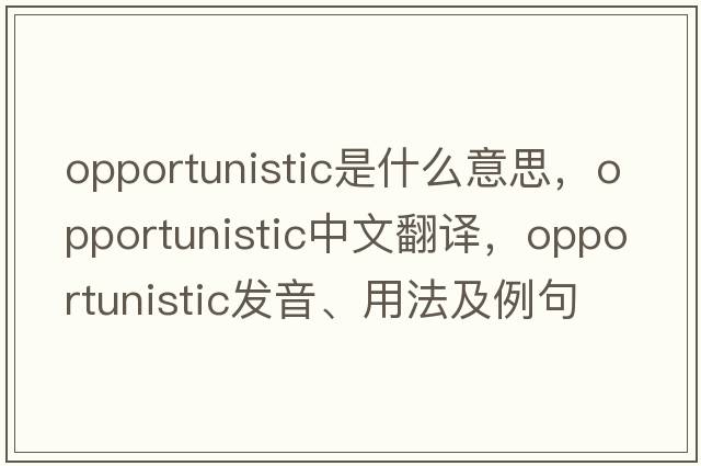 opportunistic是什么意思，opportunistic中文翻譯，opportunistic發(fā)音、用法及例句
