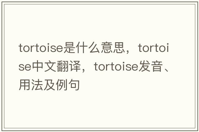 tortoise是什么意思，tortoise中文翻譯，tortoise發(fā)音、用法及例句