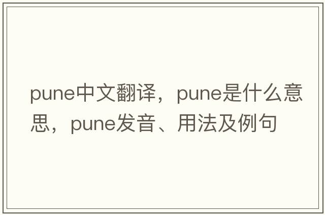 Pune中文翻譯，Pune是什么意思，Pune發(fā)音、用法及例句